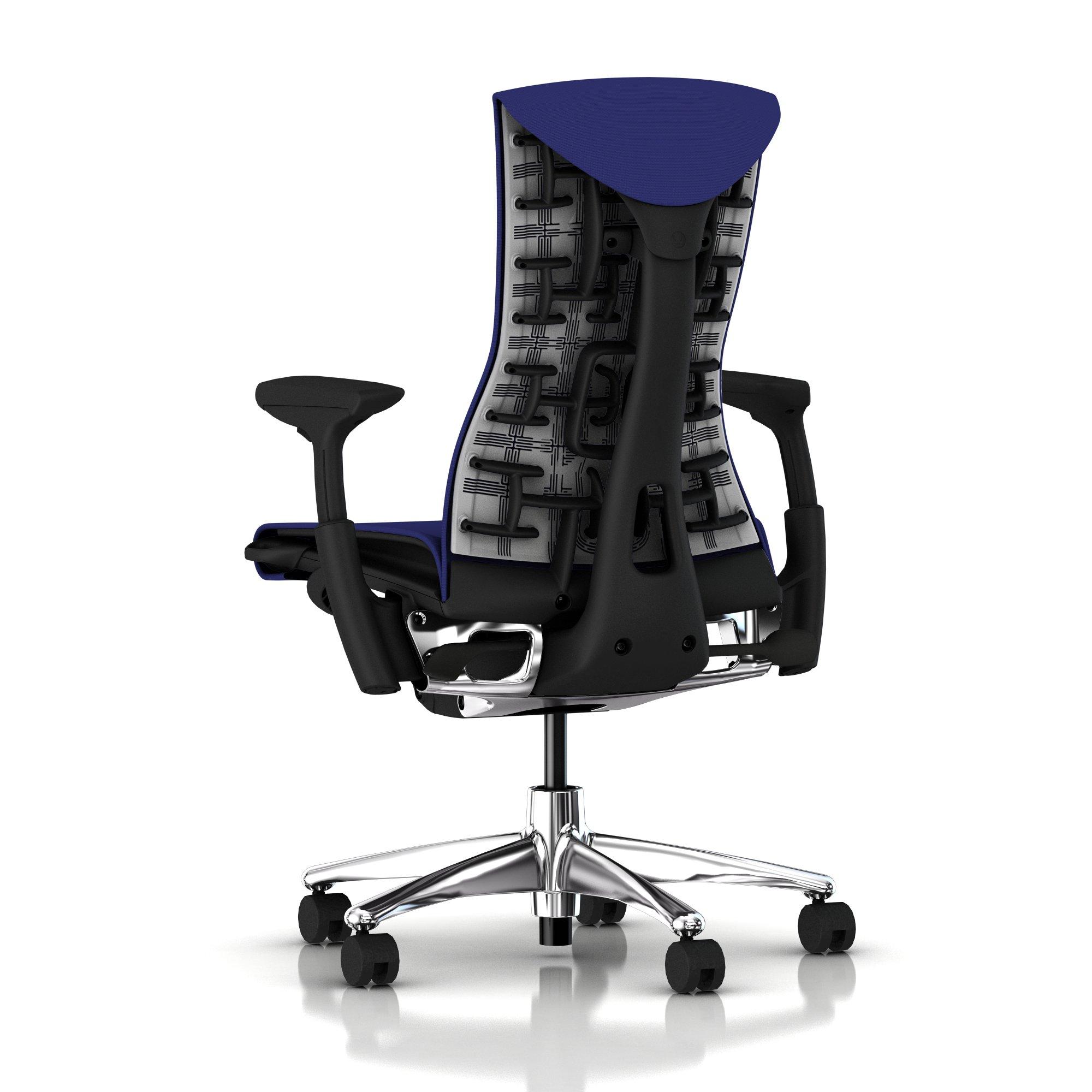 Herman Miller Embody Chair Iris Blue Rhythm with Graphite Frame Aluminum Base