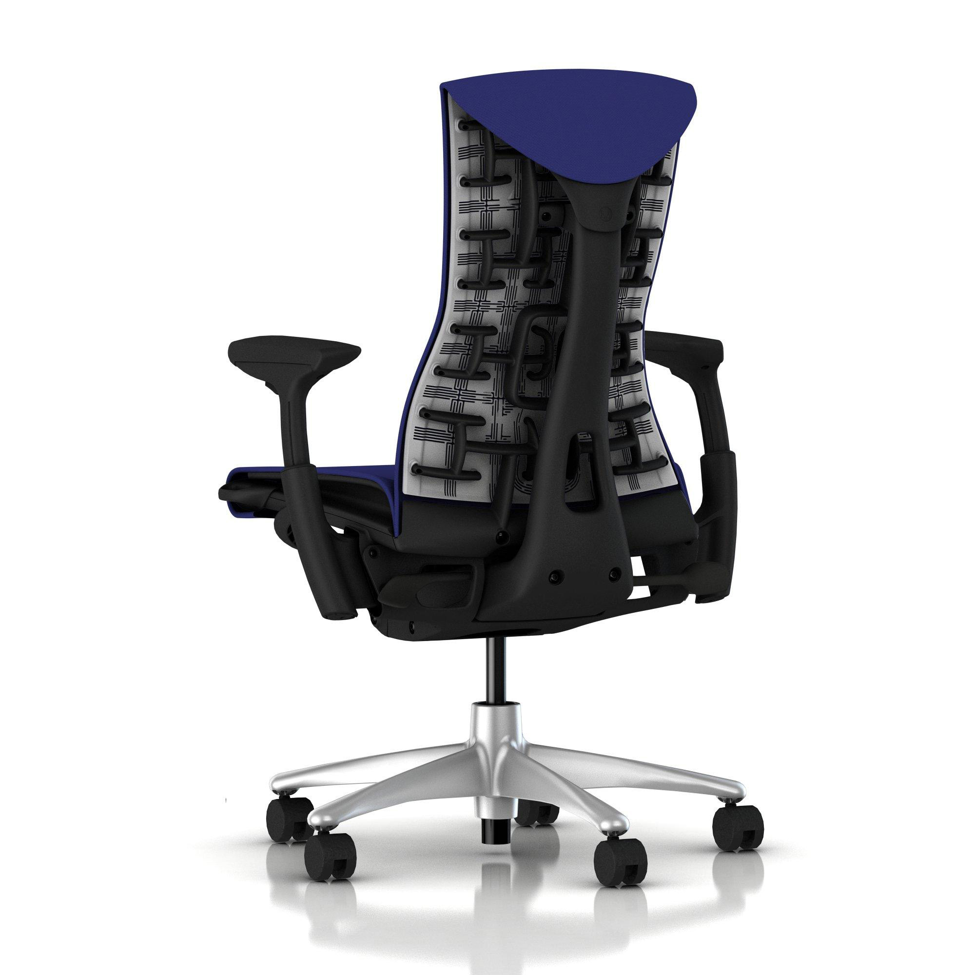 Herman Miller Embody Chair Iris Blue Rhythm with Graphite Frame Titanium Base