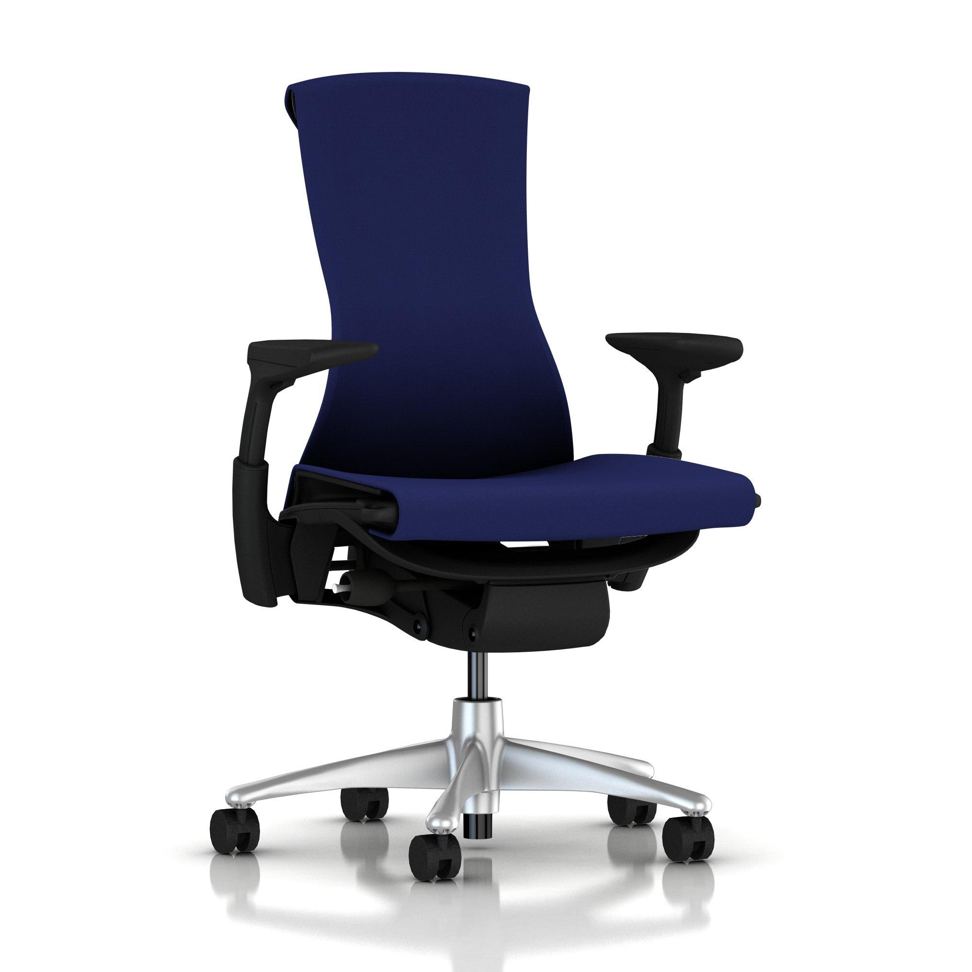 Embody Chair Twilight Blue Rhythm with Graphite Frame Titanium Base by Herman Miller