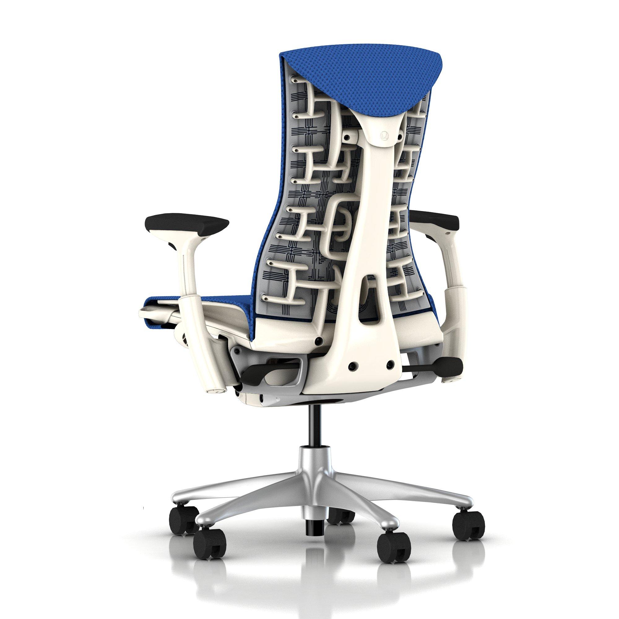 Herman Miller Embody Chair Berry Blue Balance with White Frame and Titanium Base