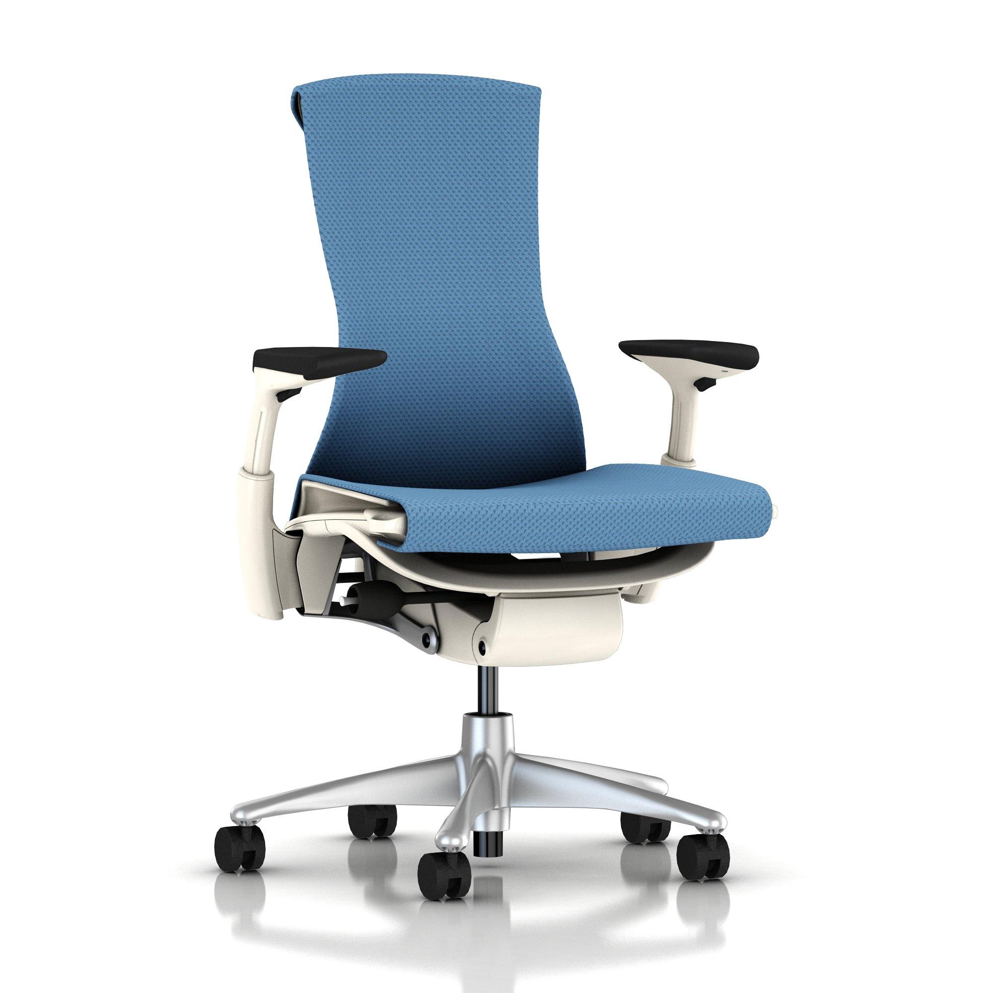 Embody Chair Blue Moon Balance with White Frame and Titanium Base by Herman Miller