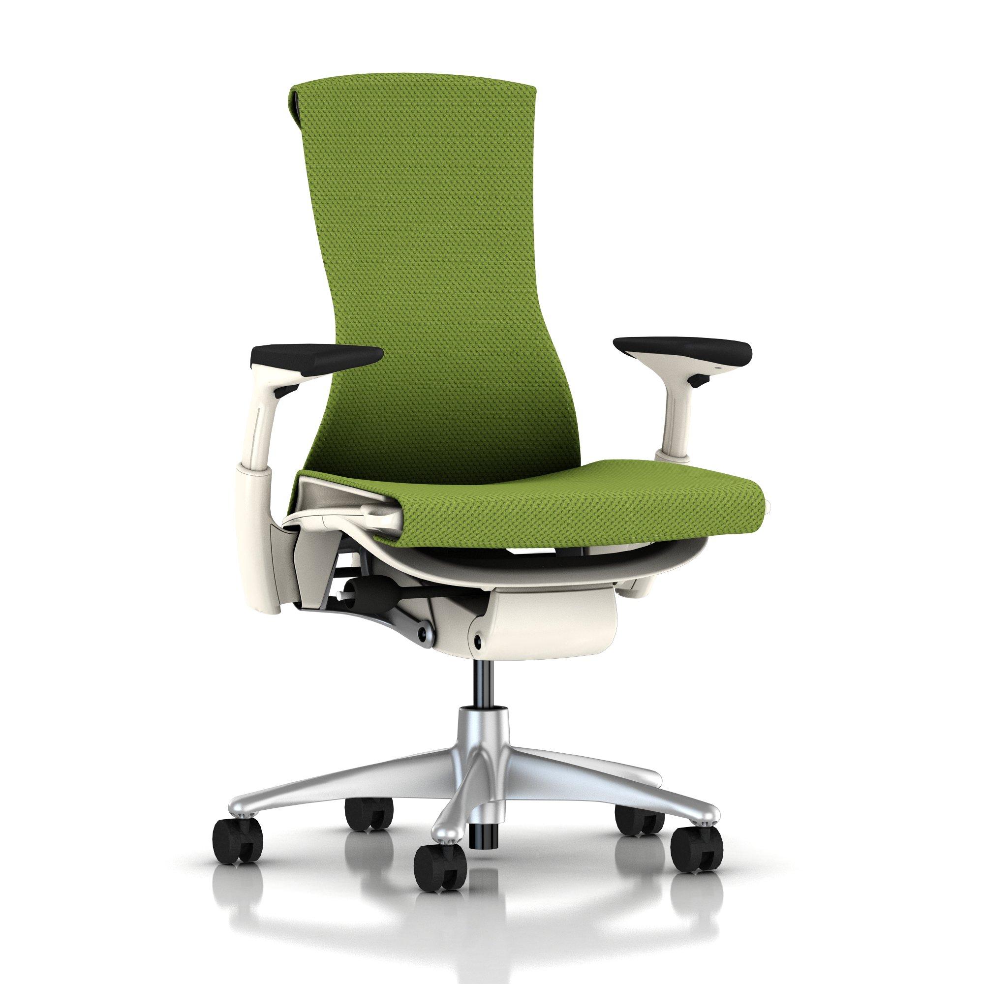 Embody Chair Green Apple Balance with White Frame and Titanium Base by Herman Miller