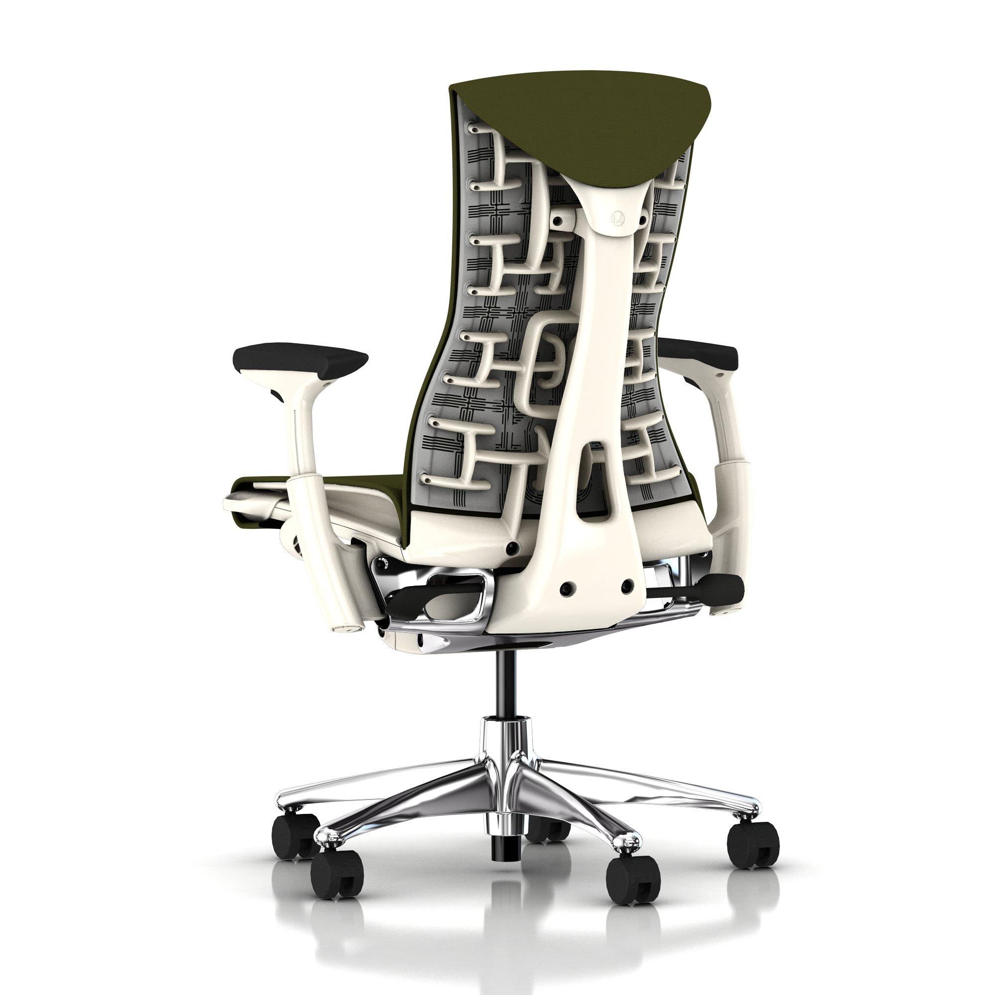 Herman Miller Embody Chair Green Apple Rhythm with White Frame and Aluminum Base