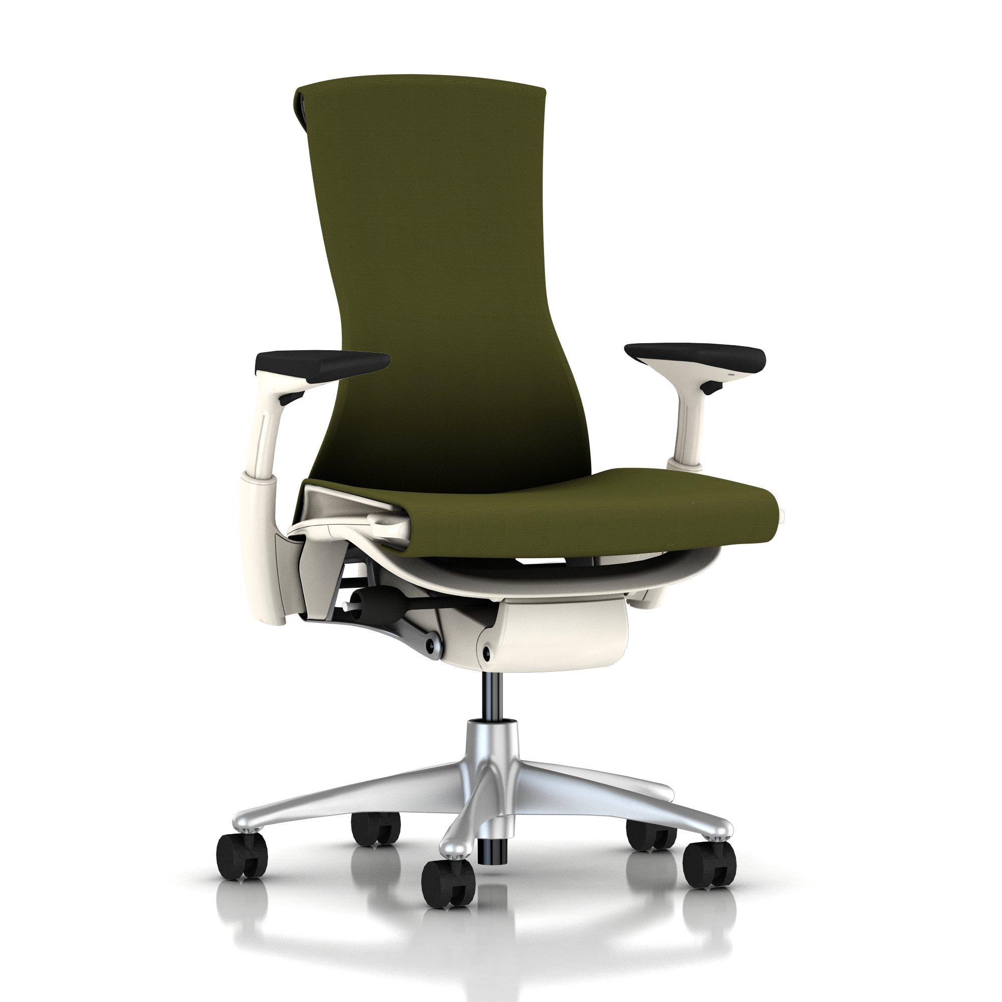 Embody Chair Green Apple Rhythm with White Frame and Titanium Base by Herman Miller
