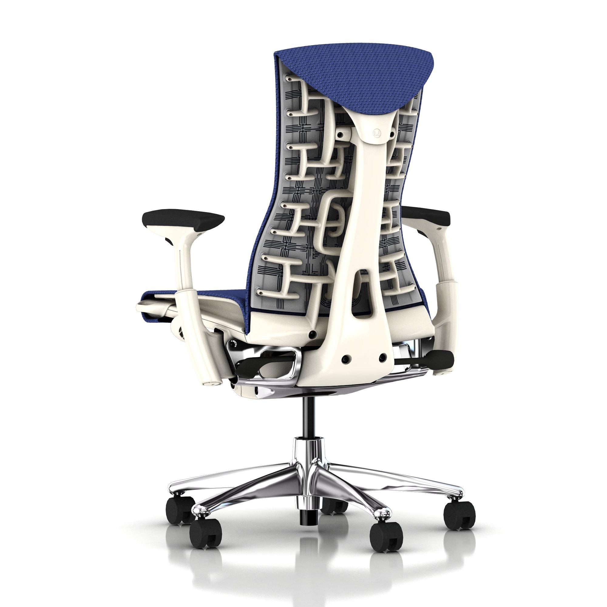 Herman Miller Embody Chair Iris Blue Balance with White Frame and Aluminum Base