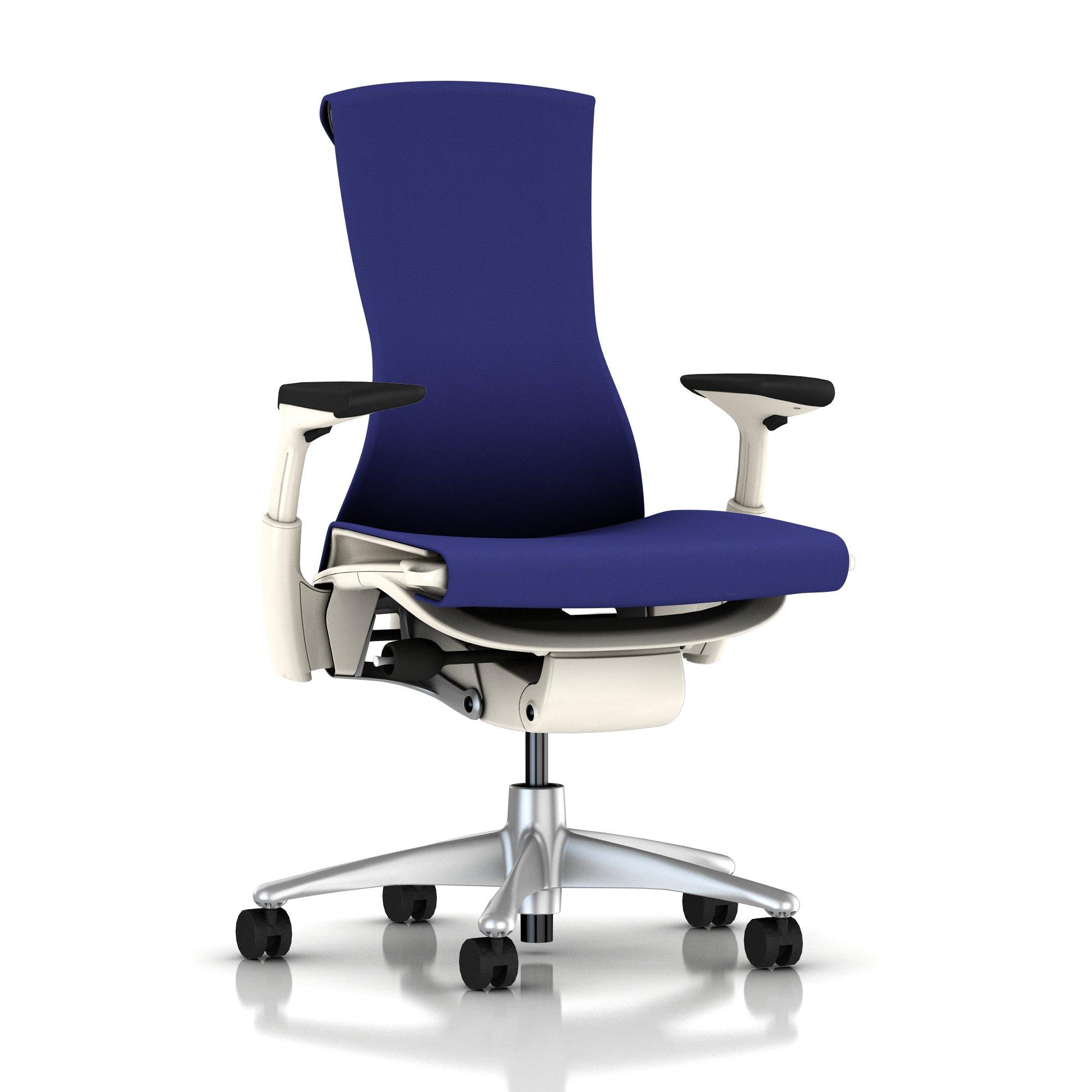 Embody Chair Iris Blue Rhythm with White Frame and Titanium Base by Herman Miller