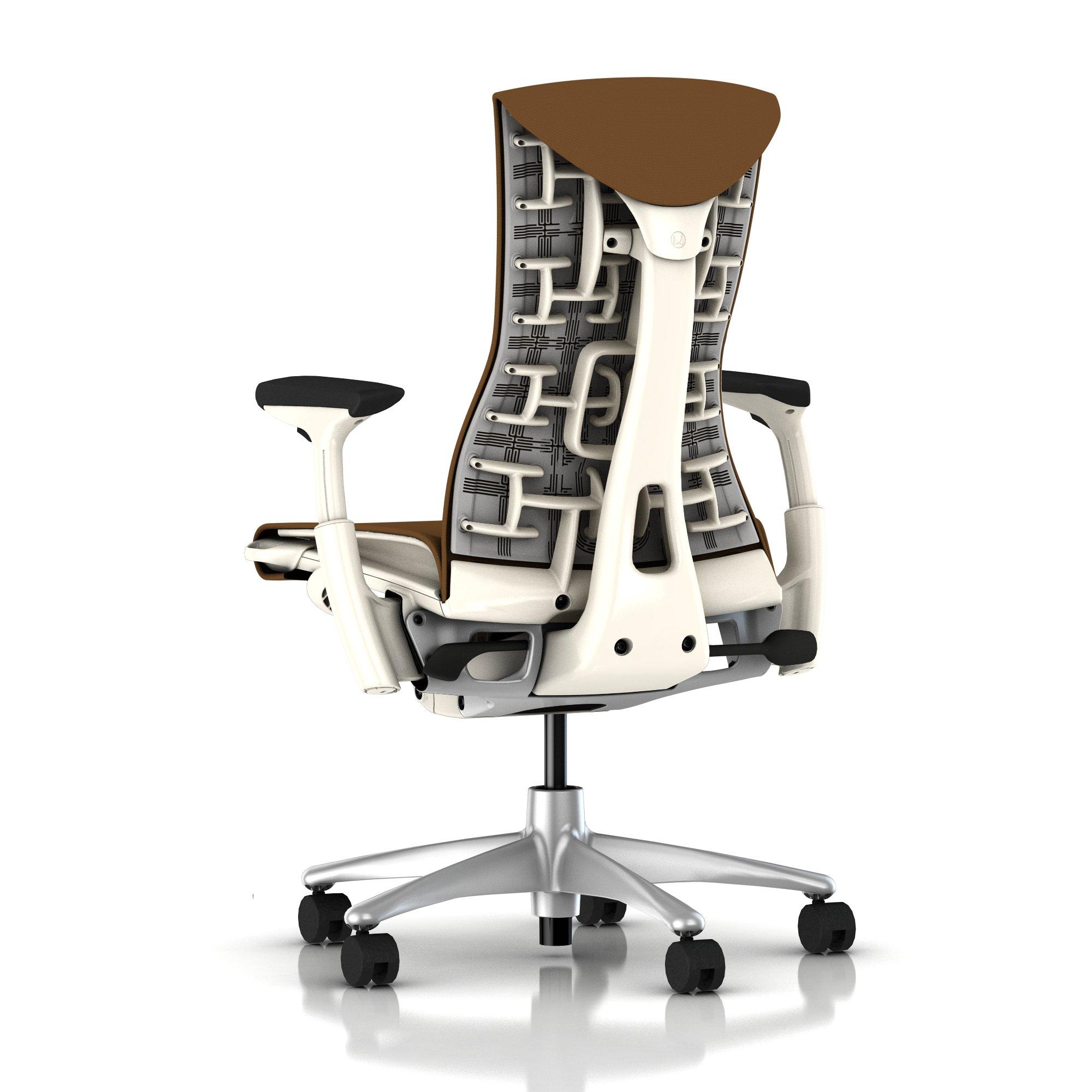 Herman Miller Embody Chair Molasses Rhythm with White Frame and Titanium Base