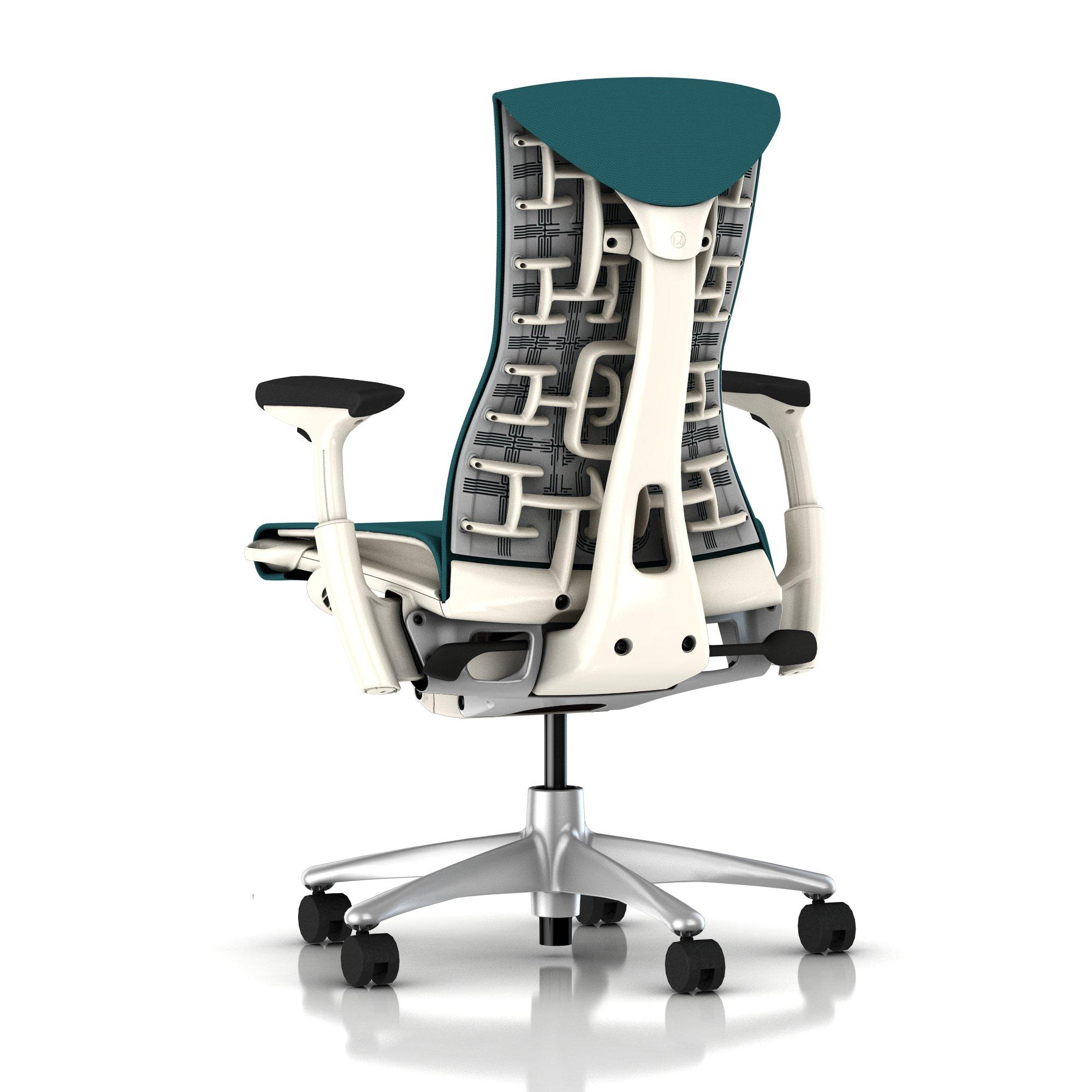 Herman Miller Embody Chair Peacock Rhythm with White Frame and Titanium Base
