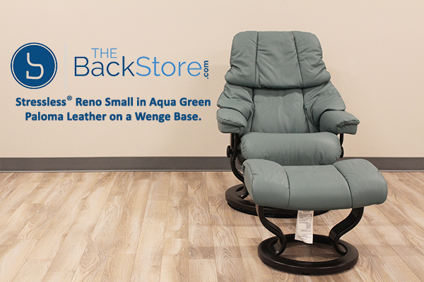 Stressless Tampa Small Reno Paloma AquaGreen Leather Recliner Chair by Ekornes
