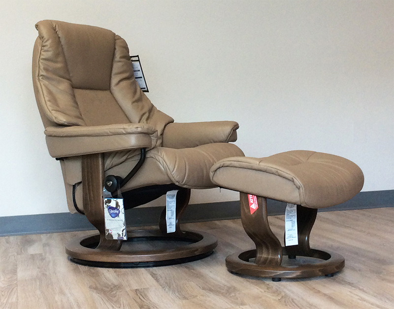 Stressless Live Paloma Funghi Leather  Recliner and Ottoman