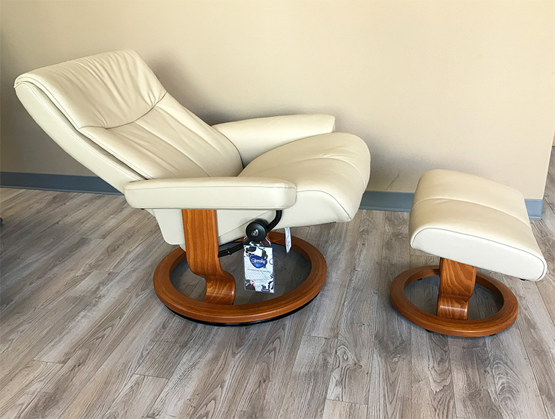 Stressless Peace Paloma Beige Leather  Recliner and Ottoman by Ekornes