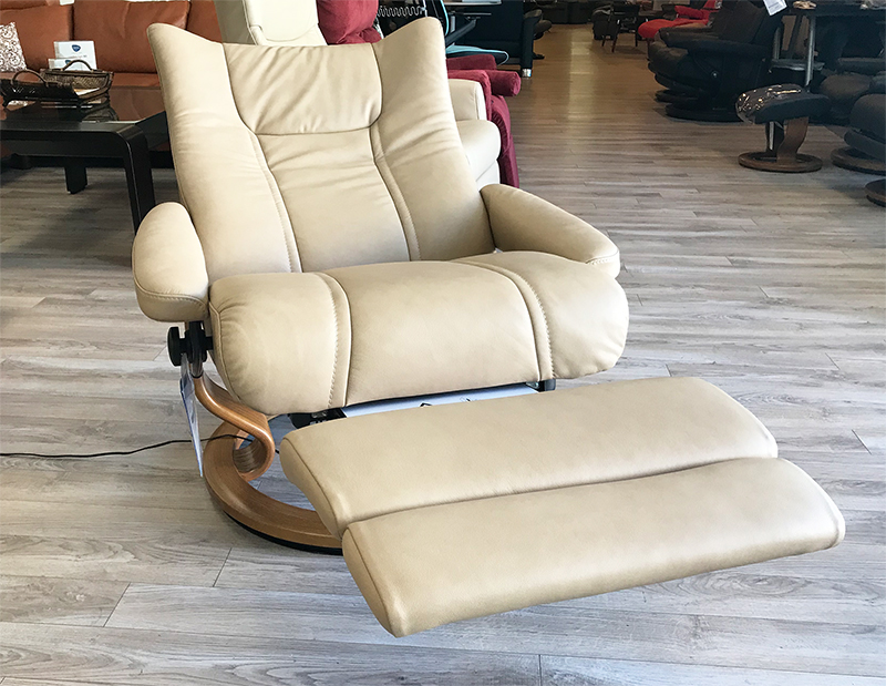 Stressless Wing Leg Comfort Paloma Sand Leather Color Recliner Chair with Footrest 