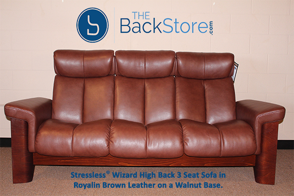 Stressless Wizard 3 Seat High Back Sofa Royalin Brown Color Leather Recliner Sofa