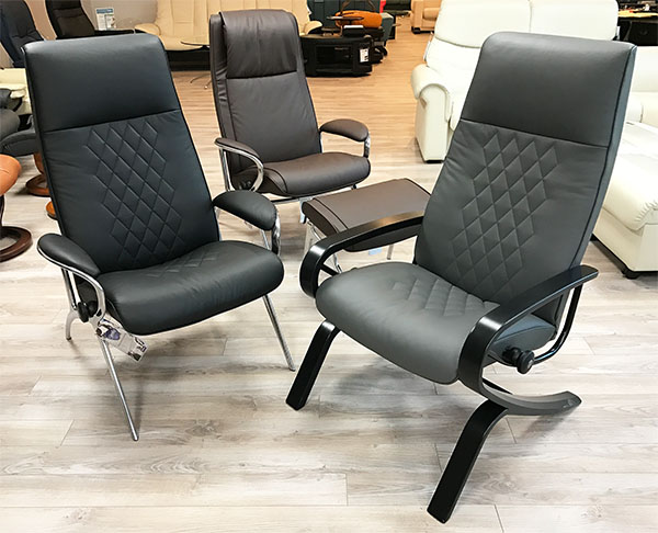 Stressless YOU James Aluminum Recliner Chair in Batick Brown Leather Recliner Chair and Ottoman by Ekornes