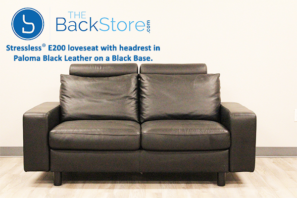 Stressless E200 Loveseat Sofa in Paloma Black Leather 