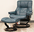 Stressless Mayfair Recliner Chair and Ottoman in Cori Petrol Leather 