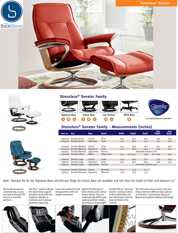 Stressless Senator Leather Recliner Chair and Ottoman by Ekornes