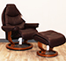Stressless Voyager Medium Recliner and Ottoman in Royalin Amarone Leather