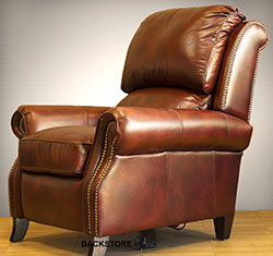 Barcalounger Churchill II Recliner Chair Art Burl Top Grain Leather
