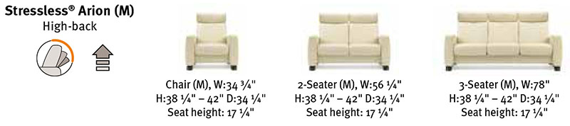 Stressless Arion High Back Sofa Dimensions