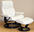 Stressless Crown Large Cori Vanilla White Leather Recliner Chair and Ottoman