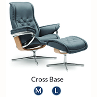 Stressless Royal Cross Base Leather Recliner Chair and Ottoman