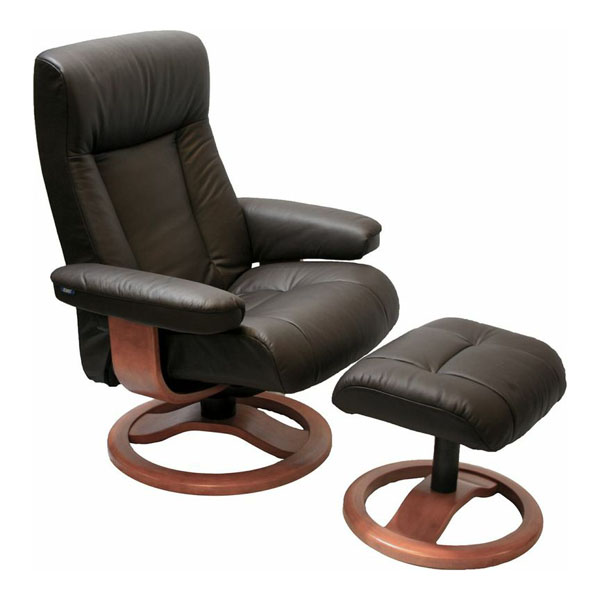 Havana Leather Fjords ScanSit 110 Recliner Chair and Ottoman 