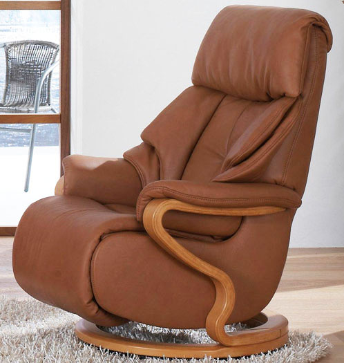 Himolla Chester Cognac Leather ZeroStress Integrated Recliner Chair