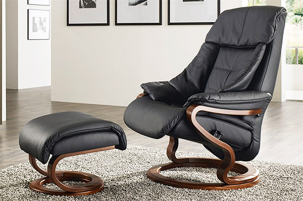 Himolla Palena Leather ZeroStress Transitional Recliner Chair and Foot Stool Ottoman