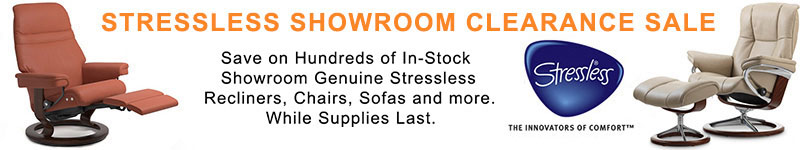 Stressless Recliner Chair and Ottoman, Loveseat and Sofa Showroom Clearance Specials from Ekornes