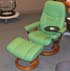 Stressless Diplomat Small Consul Recliner and Ottoman - Paloma Green Apple Leather by Ekornes