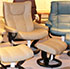 Stressless Eagle Large Wing Paloma Stone Leather Recliner Chair and Ottoman