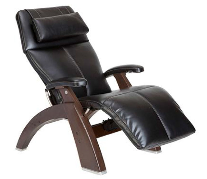 Black SofHyde Vinyl with a Dark Walnut Wood Base Series 2 Classic PC-420 Manual Perfect Chair Zero Gravity Power Recliner by Human Touch