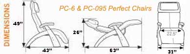 PC-95 / PC-095 Power Electric Human Touch Perfect Chair Dimensions