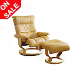 Memphis and Savannah Stressless Leather Recliner Chair and Ottoman by Ekornes