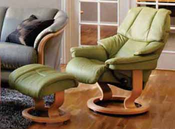 Stressless Vegas Recliner Chair Reno in Paloma Green / Natural Wood Finish by Ekornes