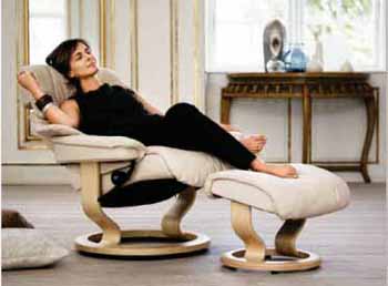 Stressless Recliner Chair Reno in Paloma Sand / Natural Wood Finish by Ekornes